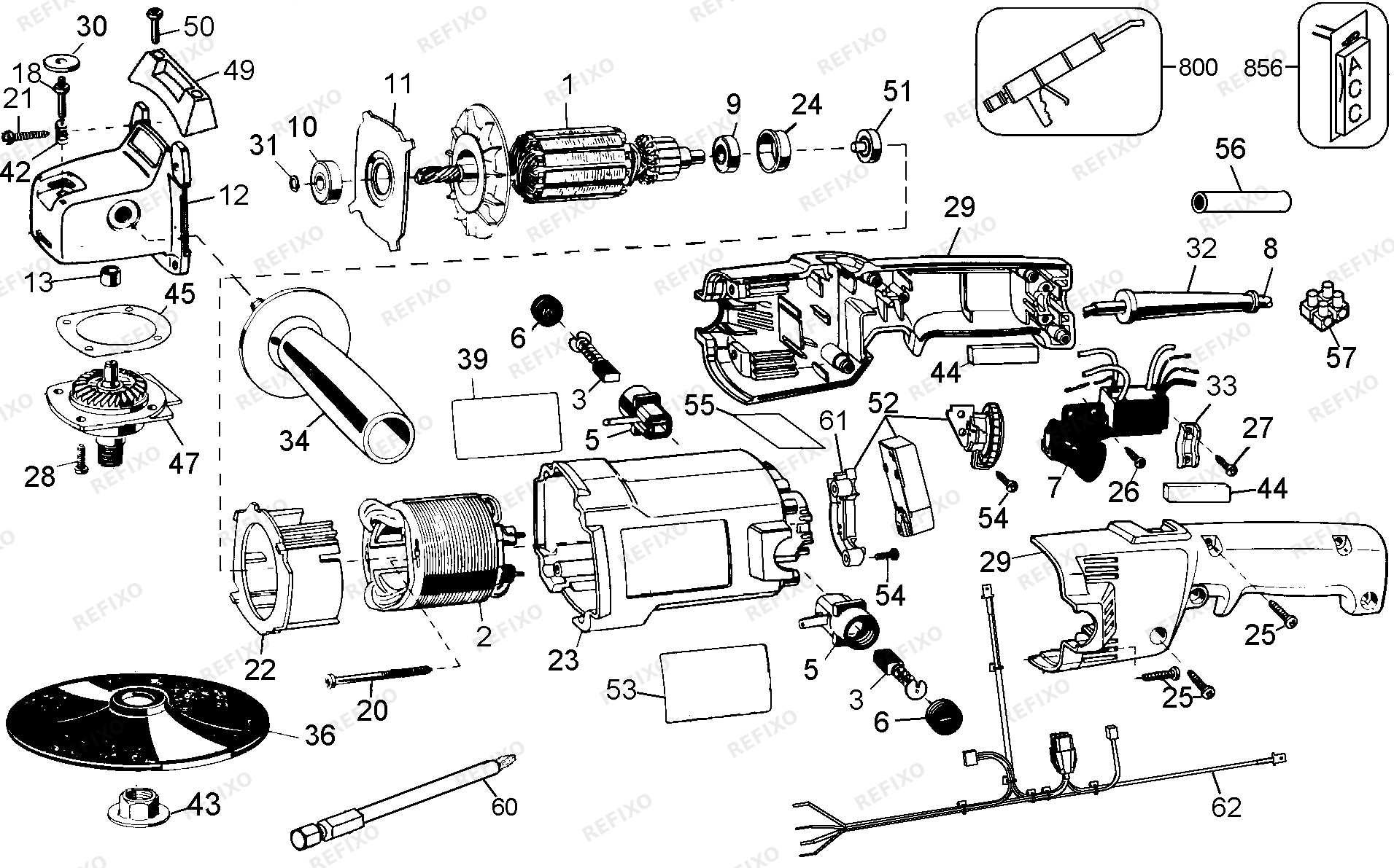 Деталировка DeWalt DW849-QS TYPE 3 POLIERER DW849-QS DW849 — схема запчастей в разборе