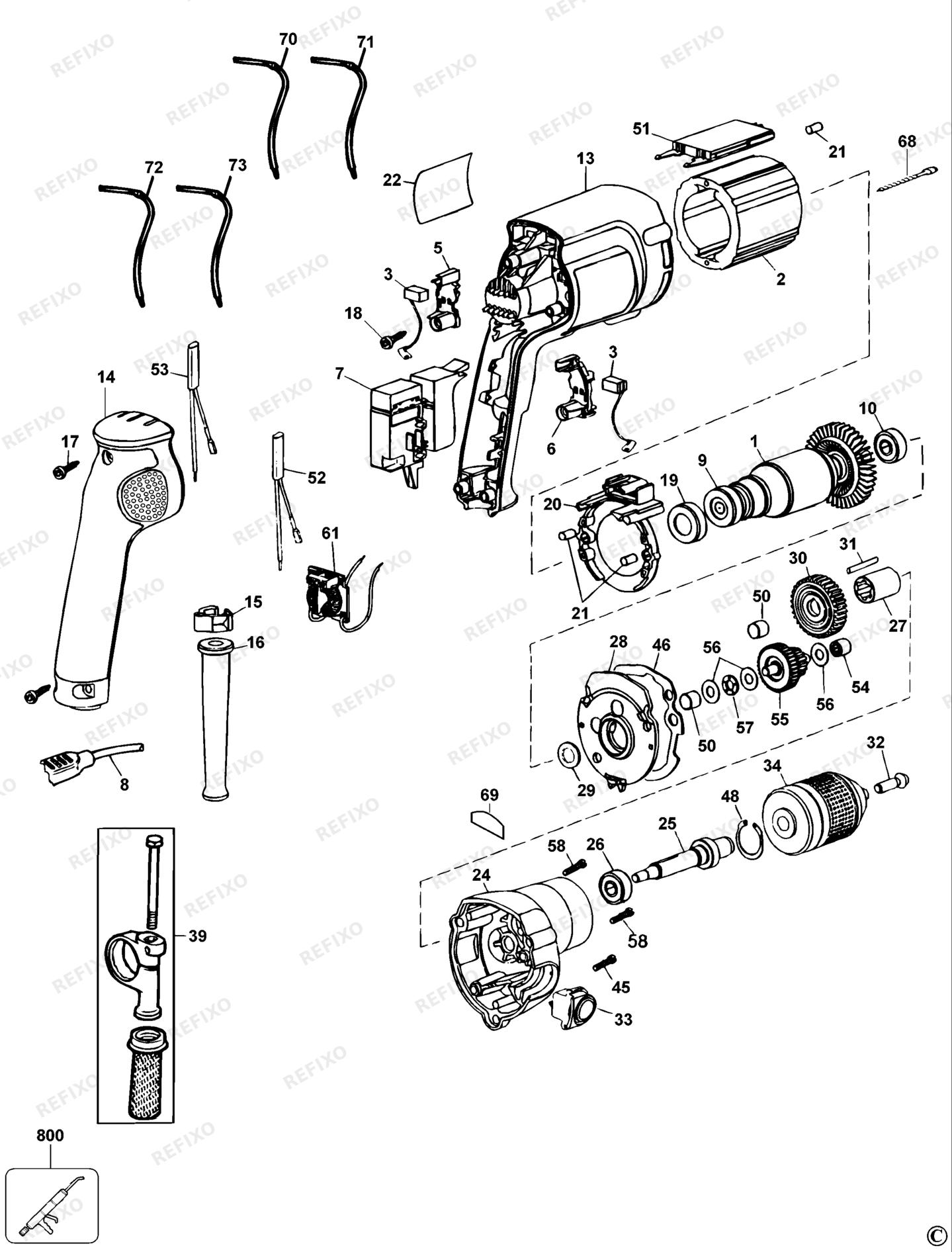 Деталировка DeWalt DW226-QS TYPE 2 BOHRER DW226-QS DW226 — схема запчастей в разборе