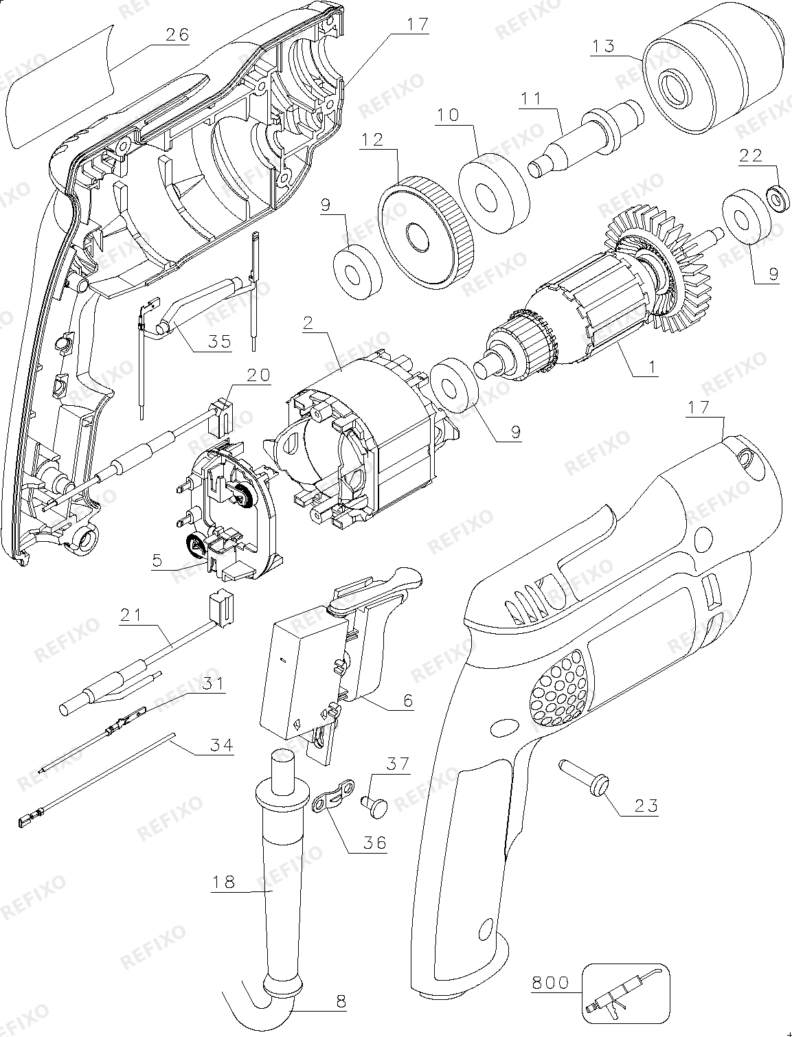 Деталировка DeWalt 15879-QS TYPE 1 BOHRER 15879-QS 15879 — схема запчастей в разборе