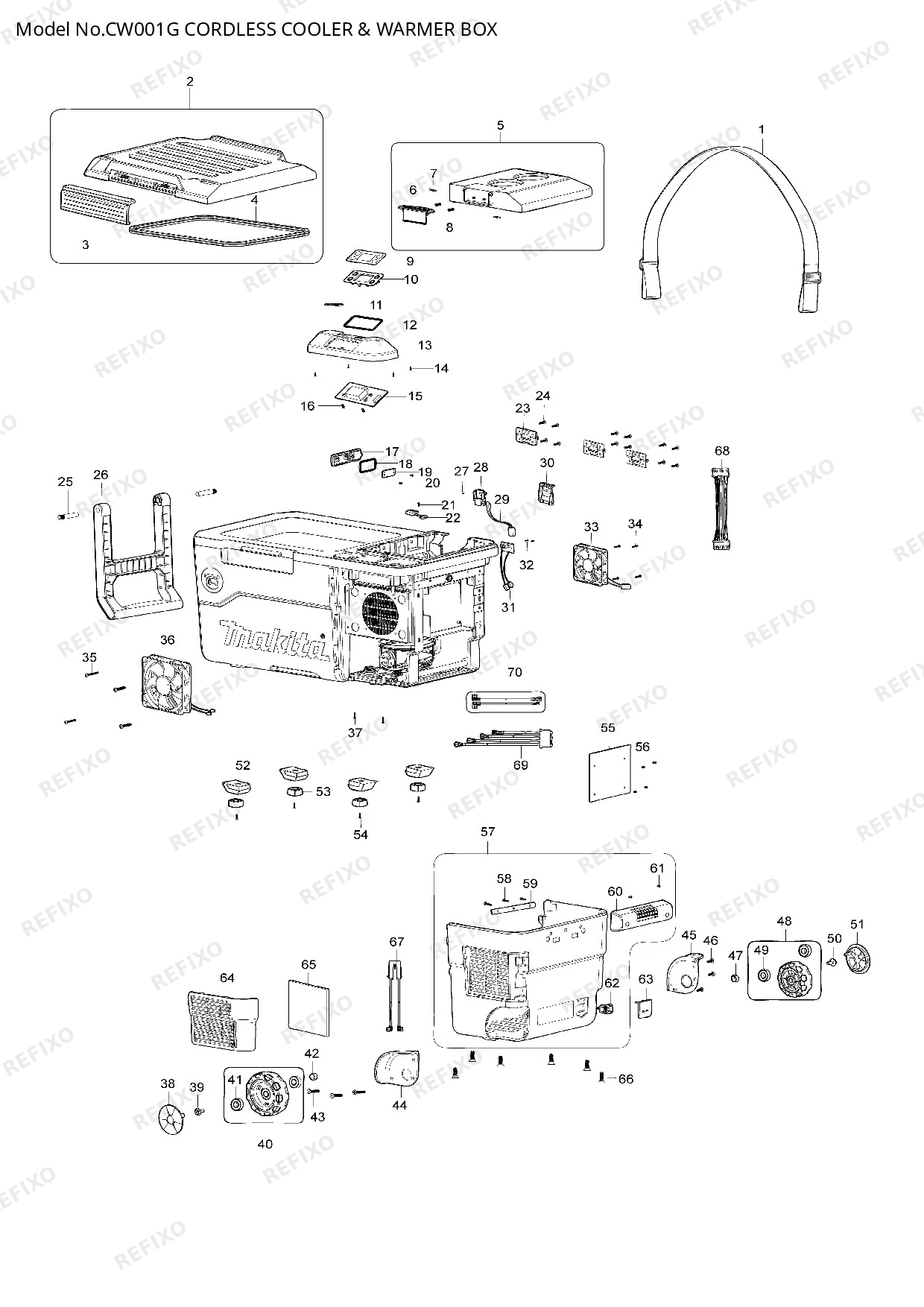 Деталировка MAKITA CW001G — схема запчастей в разборе