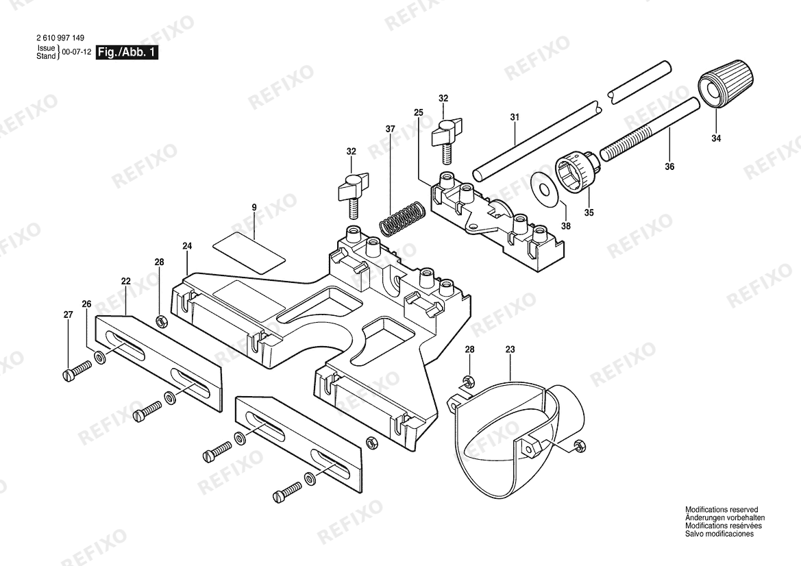 Деталировка Bosch Führungsleiste RA1054 (2 610 997 149) — схема запчастей в разборе