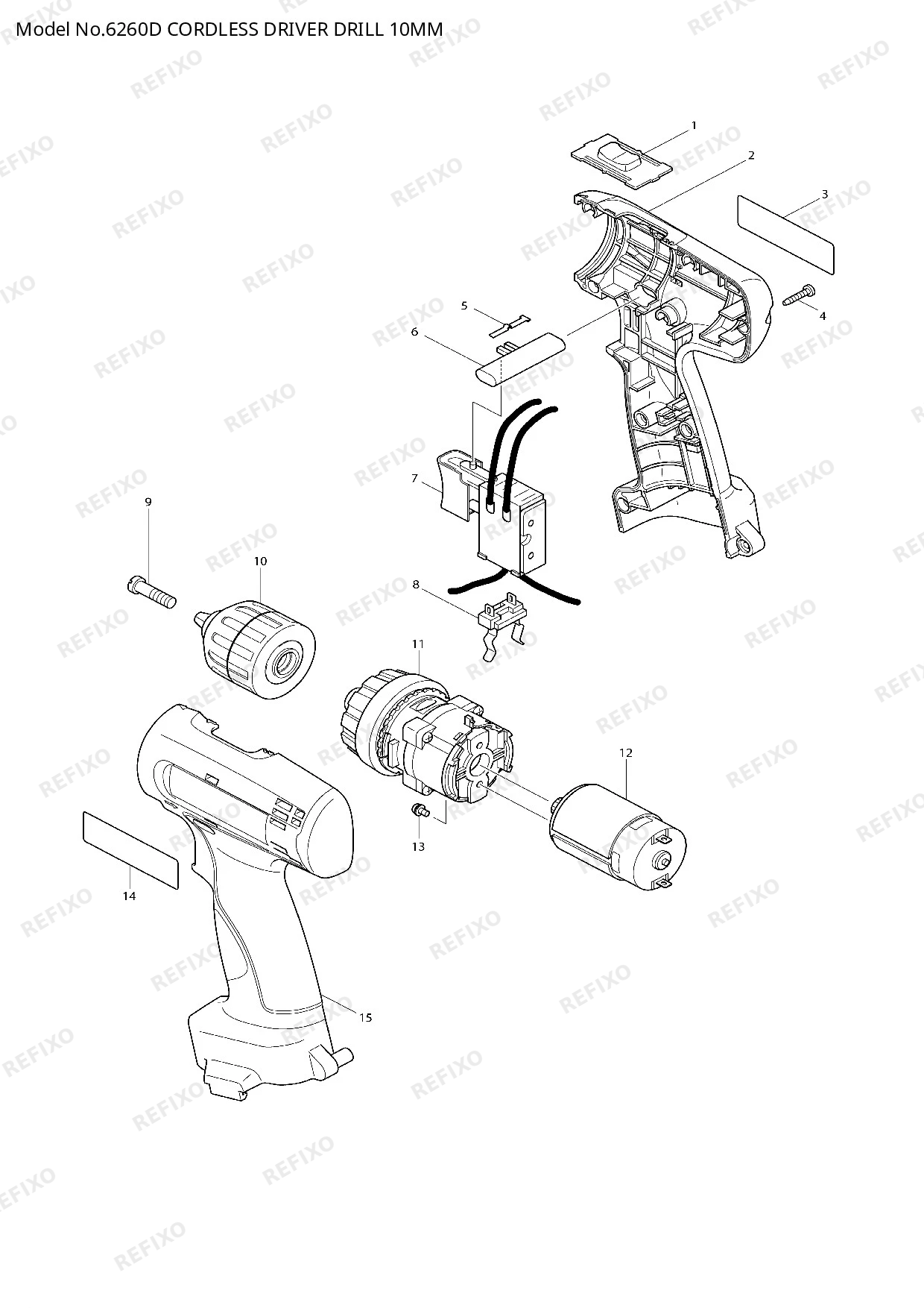 Деталировка MAKITA 6260D — схема запчастей в разборе