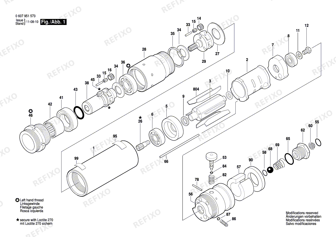 Деталировка Bosch Einbaumotor 370 WATT-SERIE (0 607 951 576) — схема запчастей в разборе