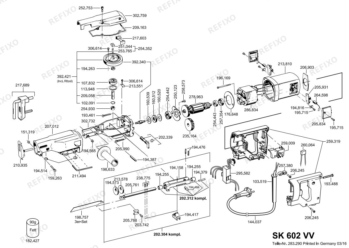 Деталировка Flex SK 602 VV 230CEE — схема запчастей в разборе