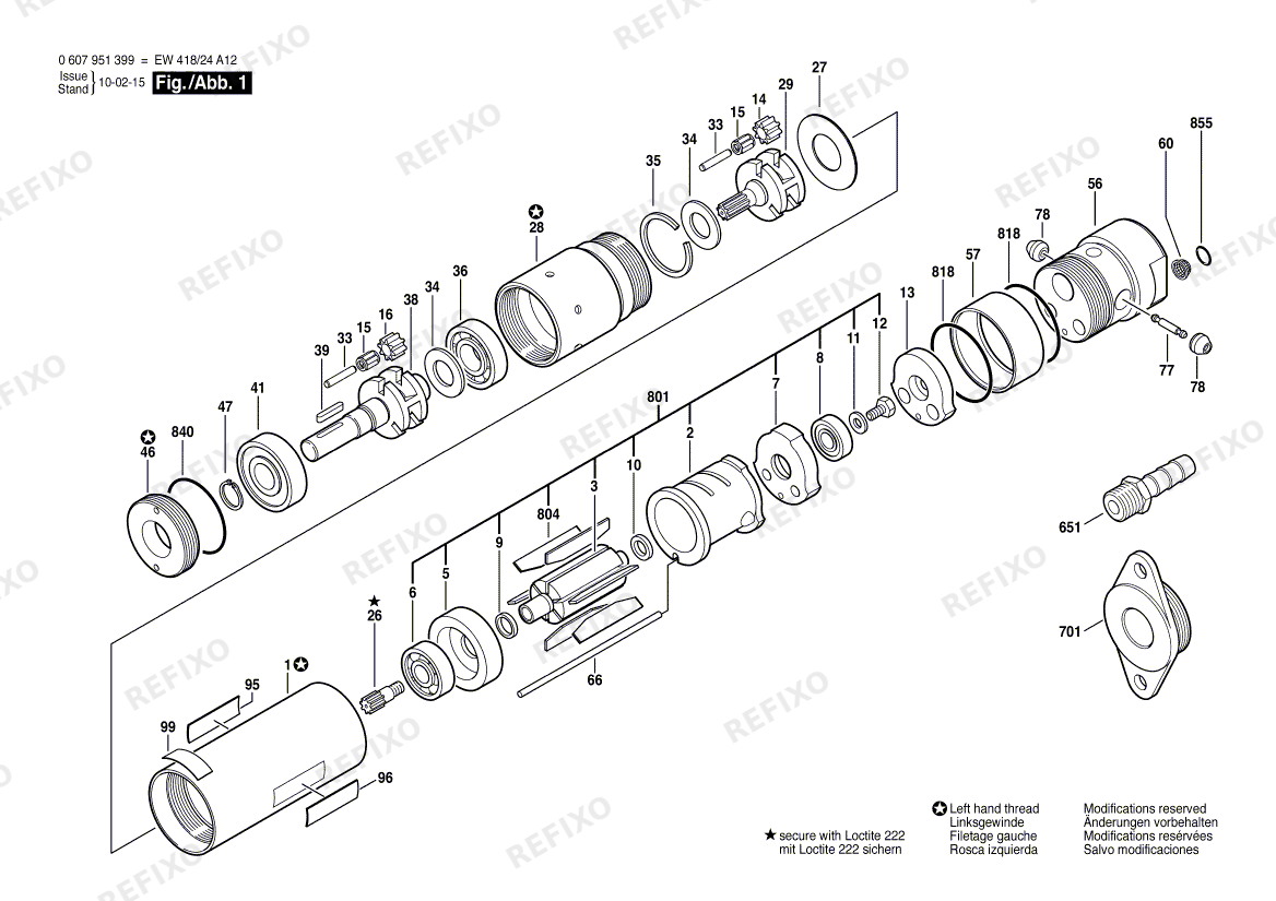 Деталировка Bosch Druckluftmotor 370 WATT-SERIE (0 607 951 399) — схема запчастей в разборе