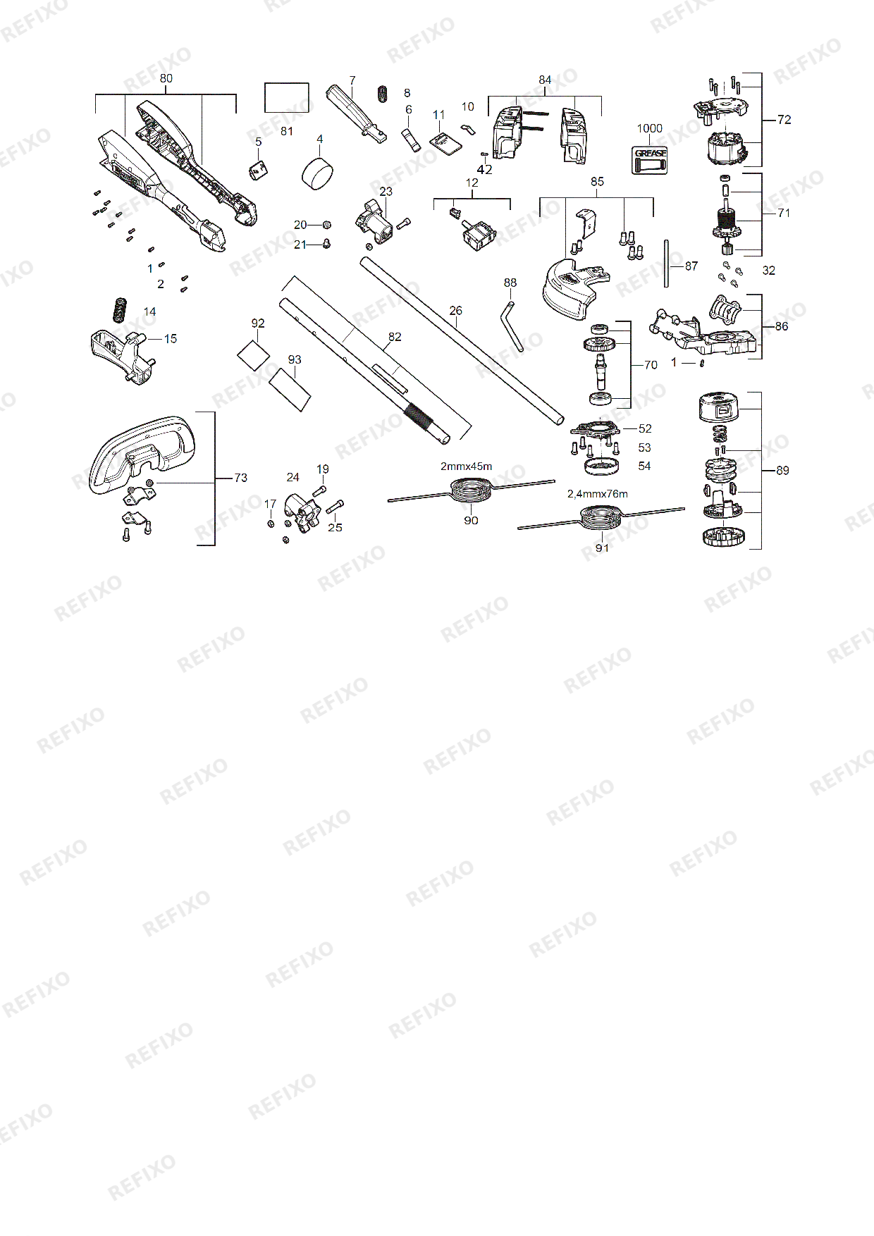 Деталировка MILWAUKEE M18BLLT 0 4933472218 4000491602 — схема запчастей в разборе