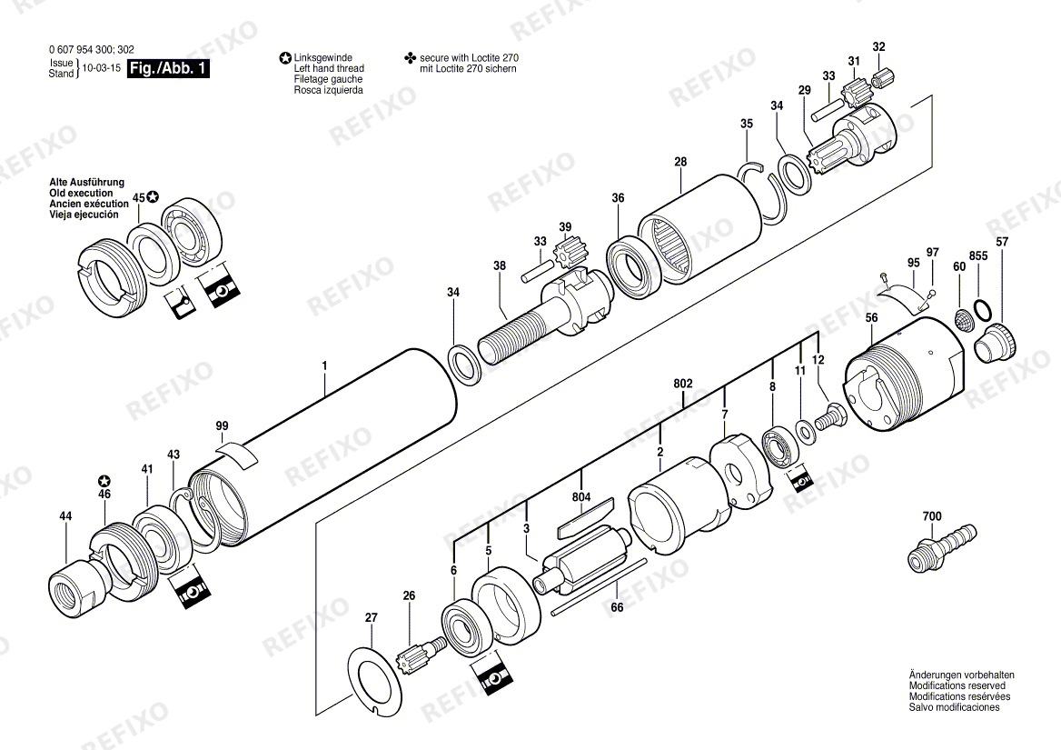 Деталировка Bosch Einbaumotor 120 WATT-SERIE (0 607 954 302) — схема запчастей в разборе