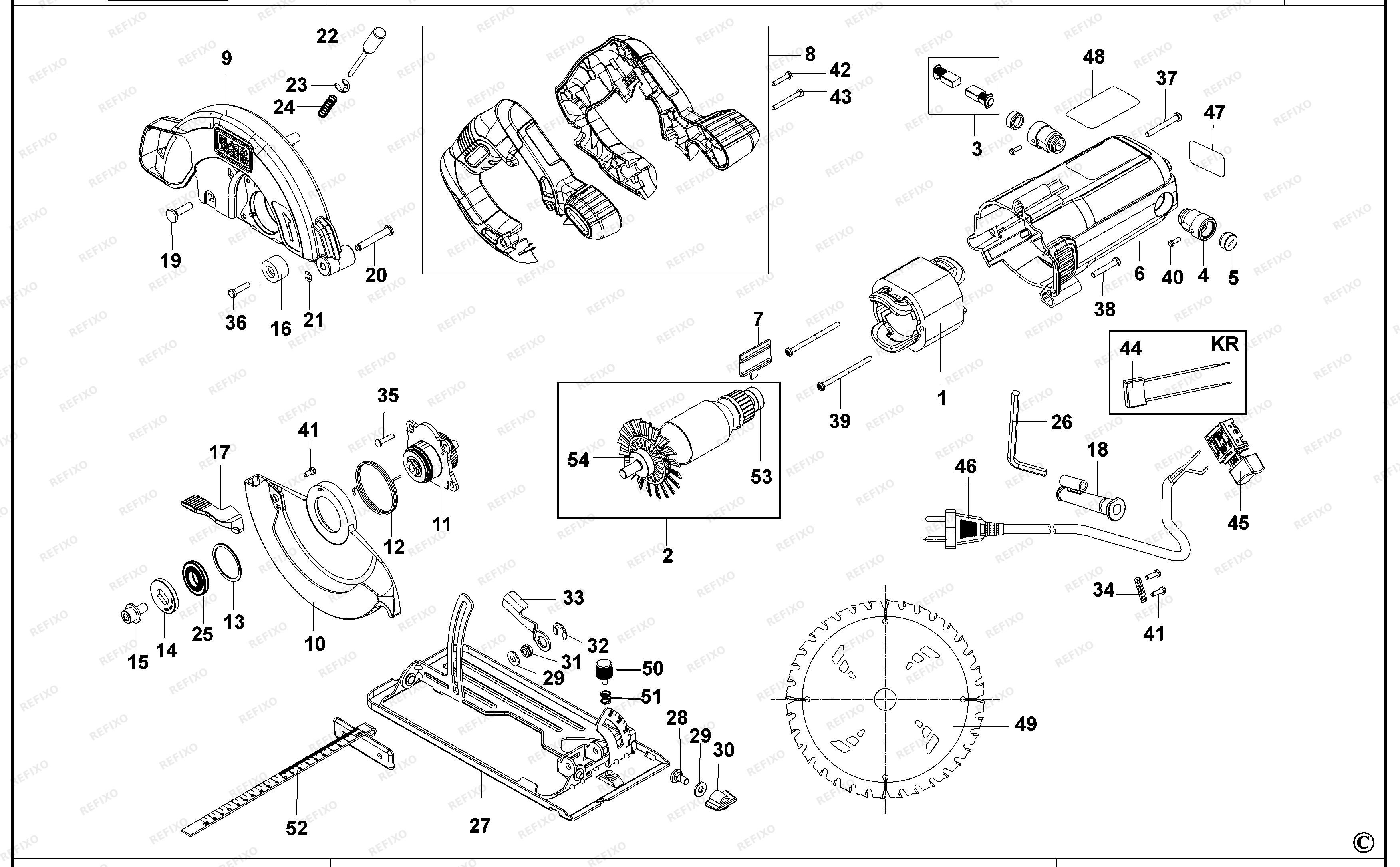 Black&Decker ДИСКОВАЯ ПИЛА CS1004 — схема запчастей