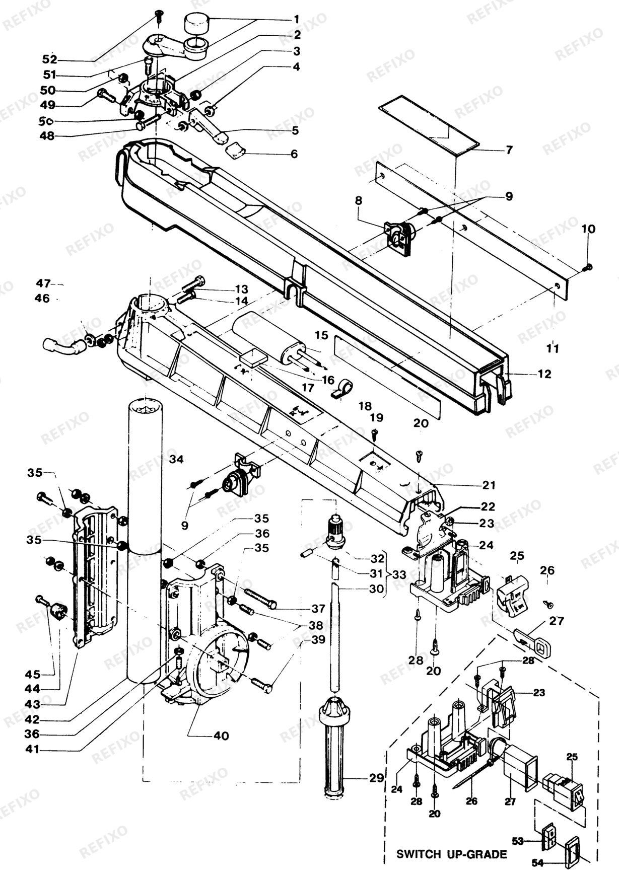 Деталировка DeWalt DW1201----B-XJ TYPE 1 RADIALKREISSÄGE DW1201----B-XJ DW1201----B — схема запчастей в разборе