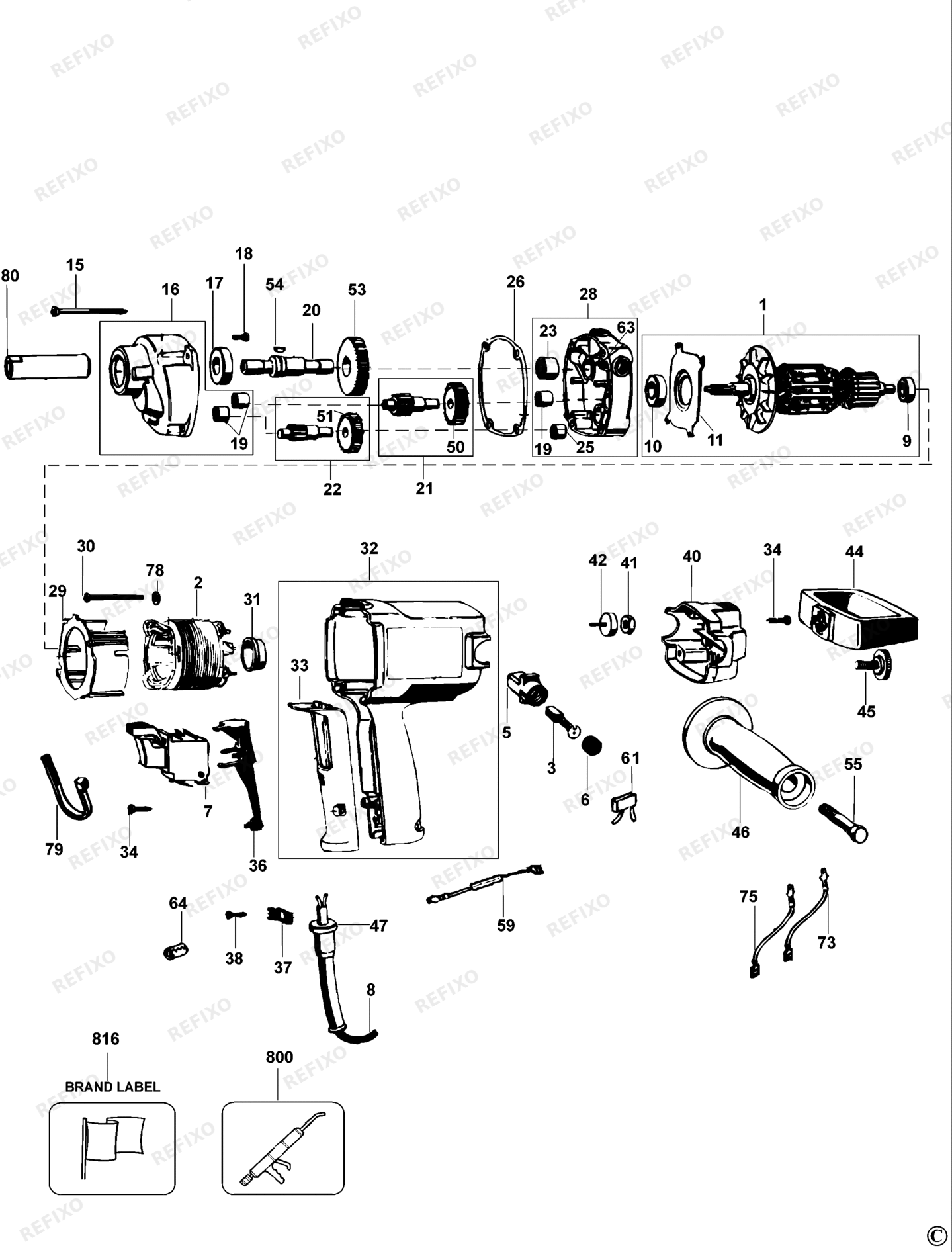 Деталировка DeWalt DW134-QS TYPE 1 MISCHER DW134-QS DW134 — схема запчастей в разборе