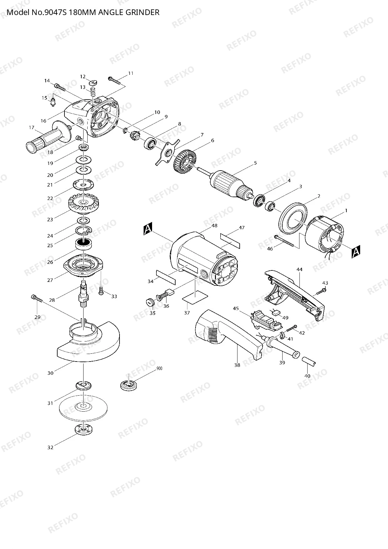 Деталировка MAKITA 9047S — схема запчастей в разборе