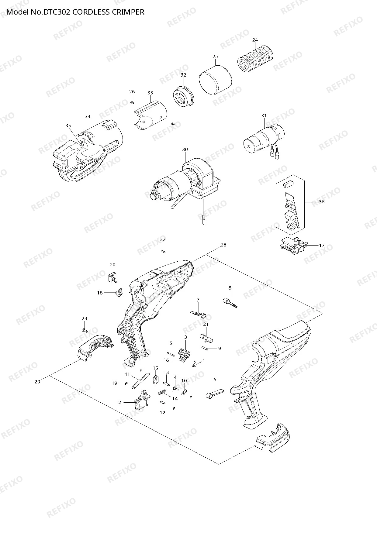 Деталировка MAKITA DTC302 — схема запчастей в разборе