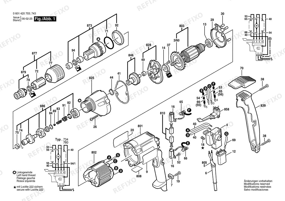 Деталировка Bosch Шуруповёрт GSR 6-40 TE | 127 V | 063 - BR (0 601 420 716) — схема запчастей в разборе