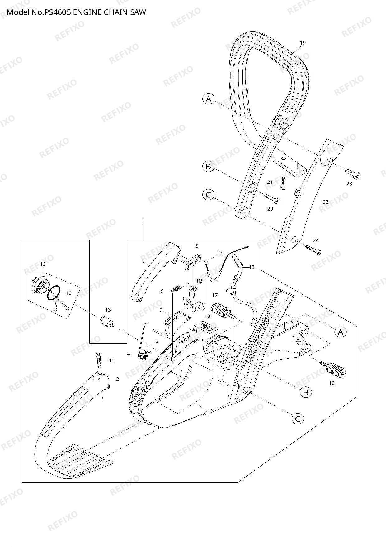 Деталировка MAKITA PS 4605 — схема запчастей в разборе