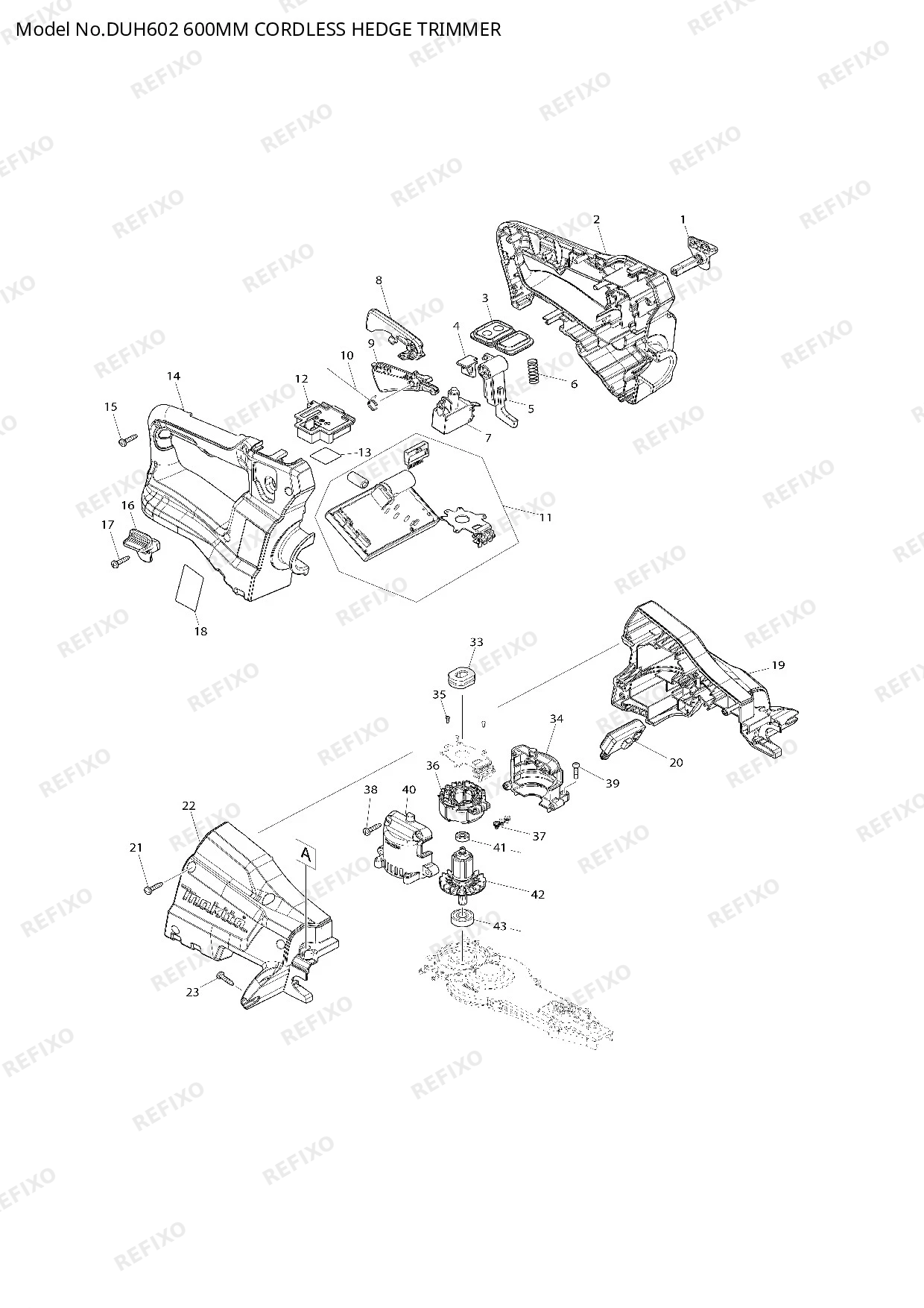 Деталировка MAKITA DUH602 — схема запчастей в разборе