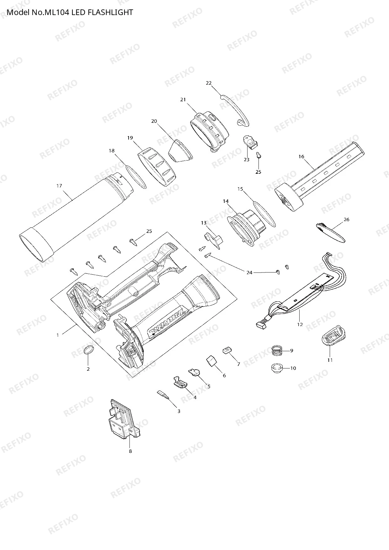 Деталировка MAKITA ML104 — схема запчастей в разборе