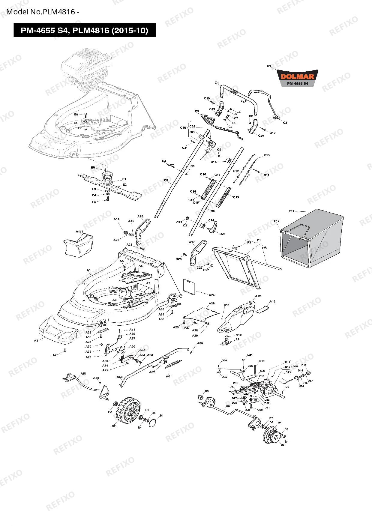 Деталировка MAKITA PLM4816 — схема запчастей в разборе