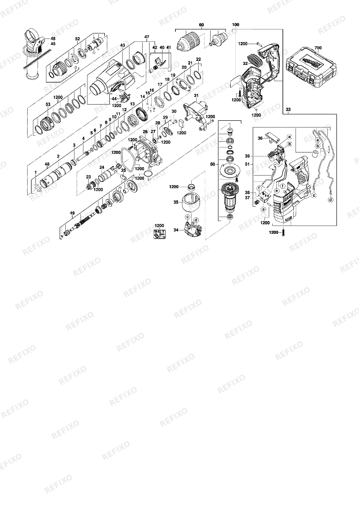 Деталировка MILWAUKEE HD18HX 0 4933408320 4000428696 — схема запчастей в разборе