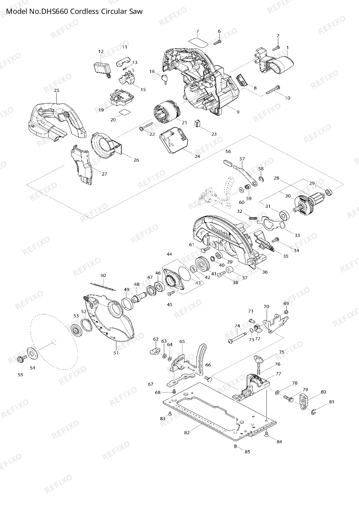 Деталировка MAKITA DHS660 — схема запчастей в разборе