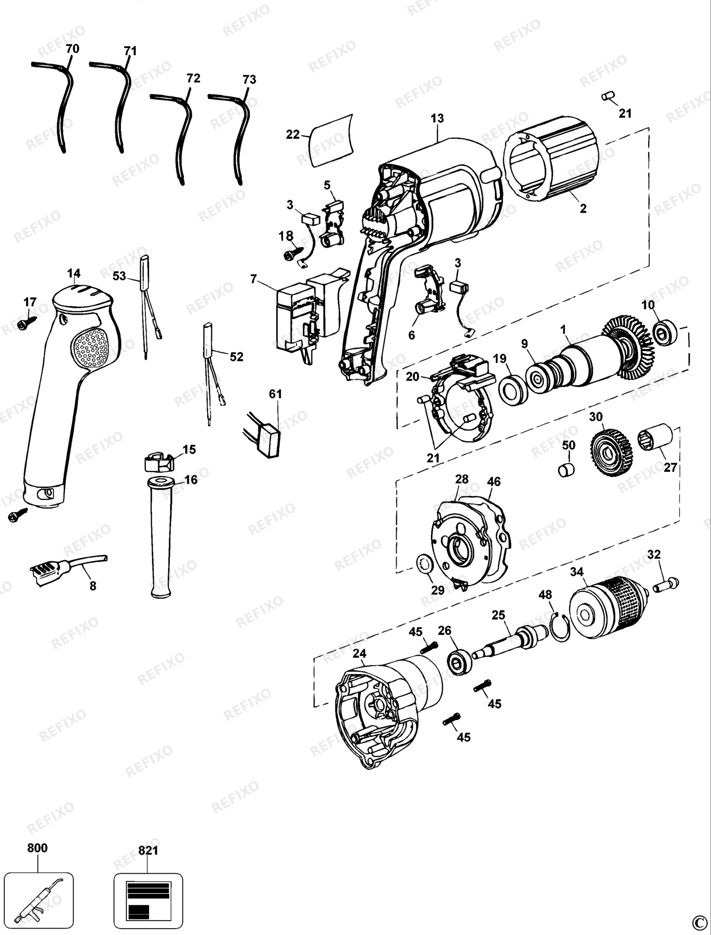 Деталировка DeWalt DW217-LX TYPE 3 BOHRER DW217-LX DW217 — схема запчастей в разборе