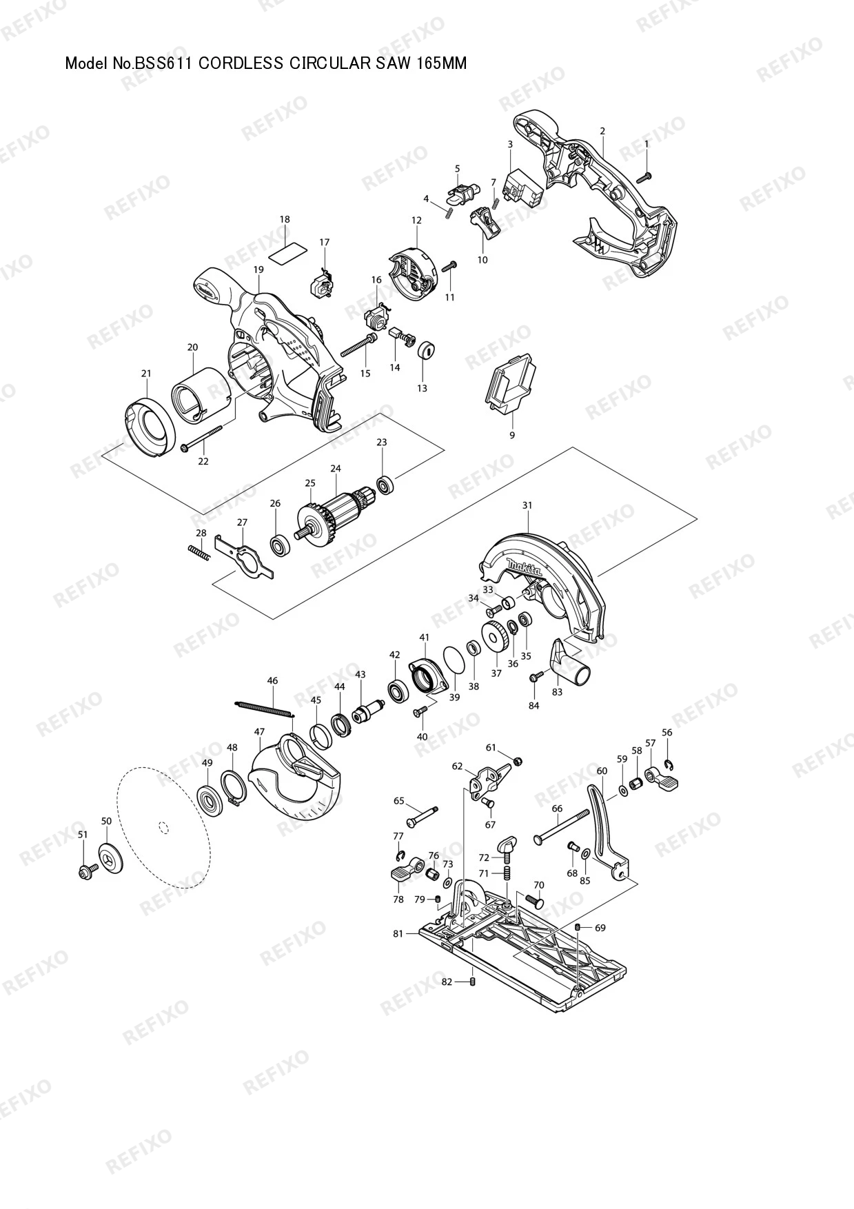 Деталировка MAKITA BSS611 — схема запчастей в разборе