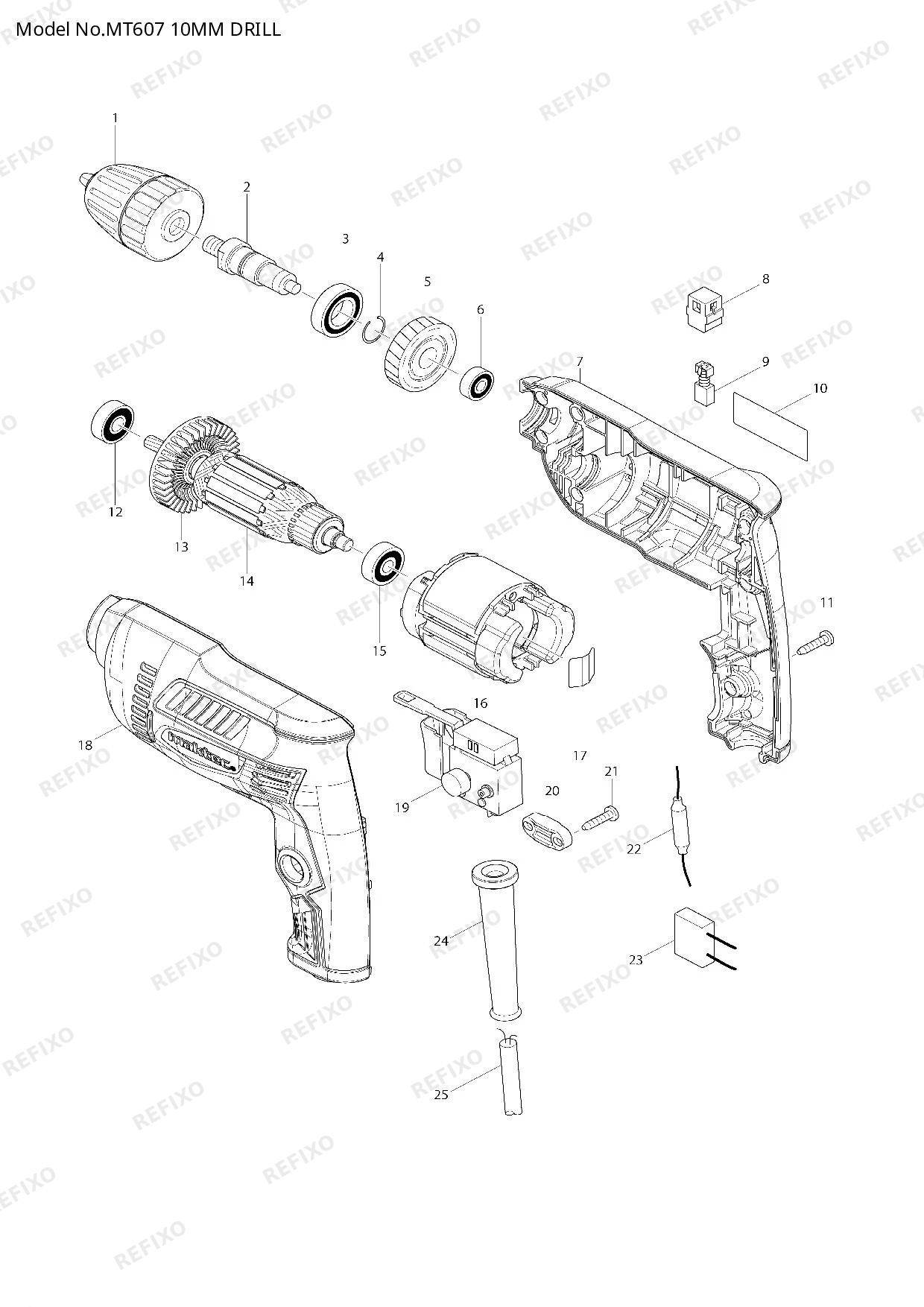 Деталировка MAKITA MT607 — схема запчастей в разборе