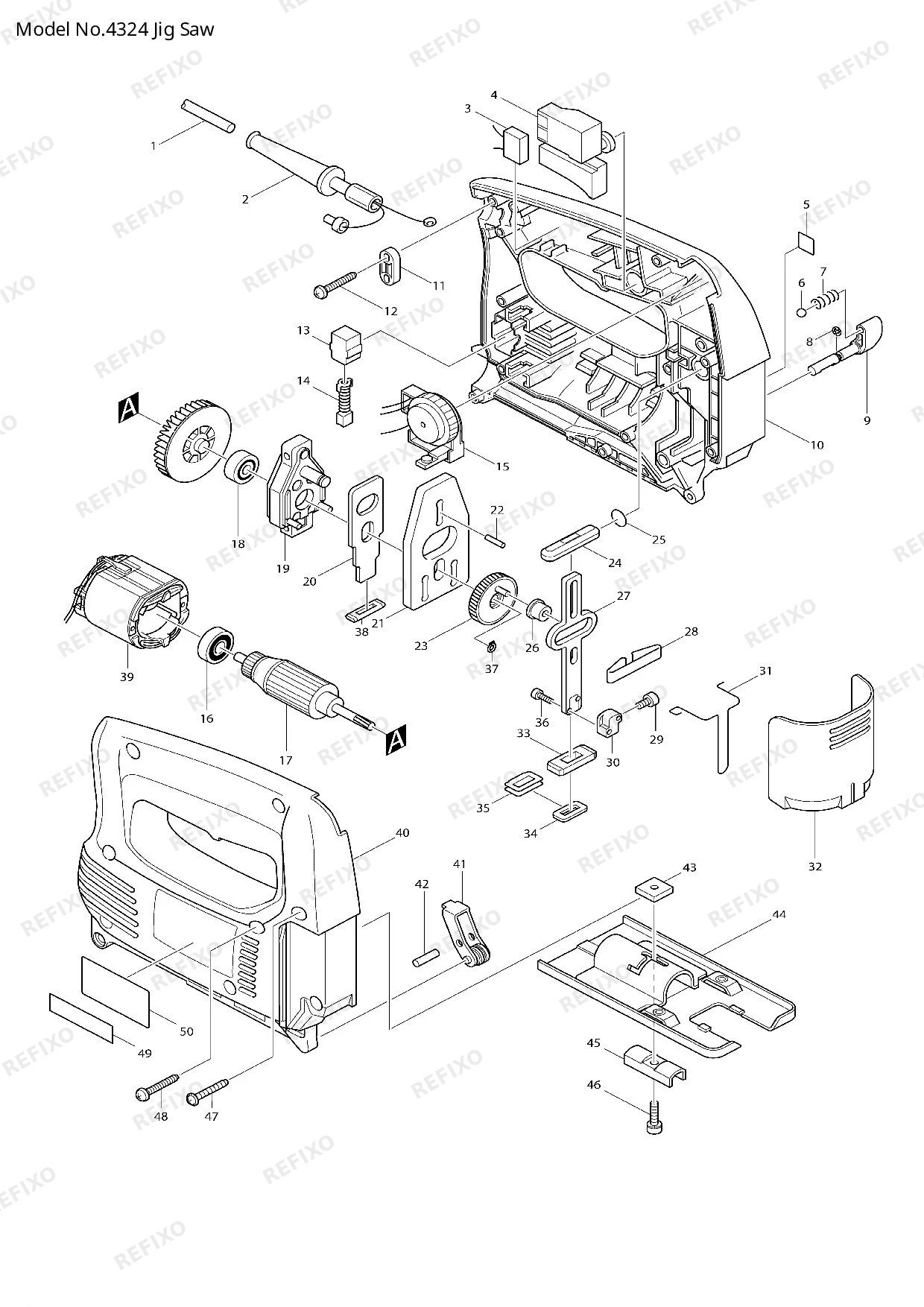 Деталировка MAKITA 4324 — схема запчастей в разборе