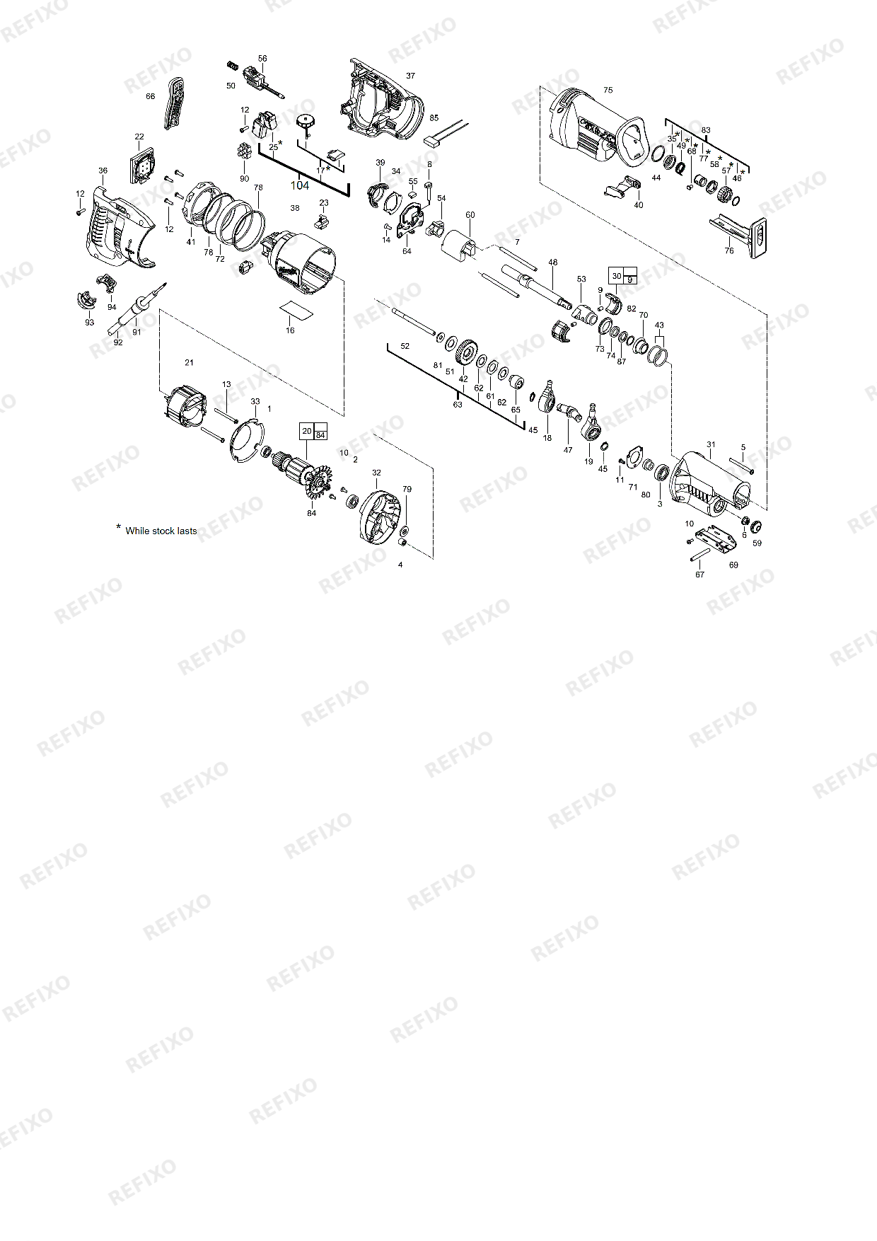 Деталировка MILWAUKEE SSPE1300RX 220 240V EU 4933440590 4000440591 — схема запчастей в разборе