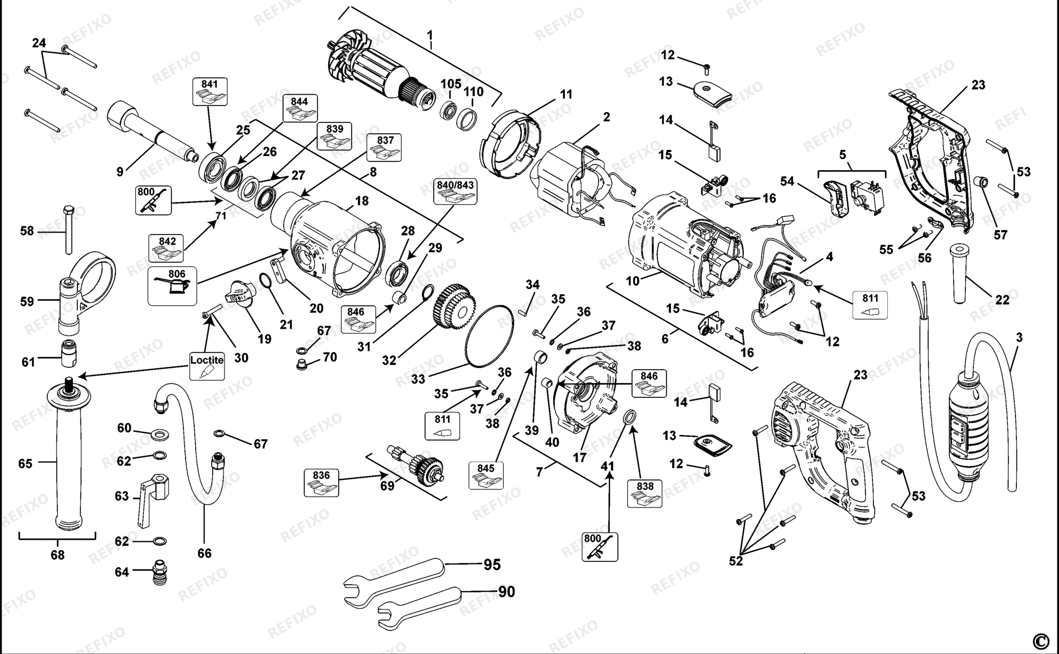 Деталировка DeWalt D21582K-LX TYPE 1 DIAMANT-BOHRER D21582K-LX D21582K — схема запчастей в разборе