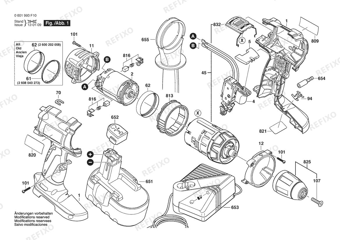 Деталировка Bosch Аккумуляторный шуруповёрт 35618 | 18 V | 061 - US (0 601 993 F10) — схема запчастей в разборе