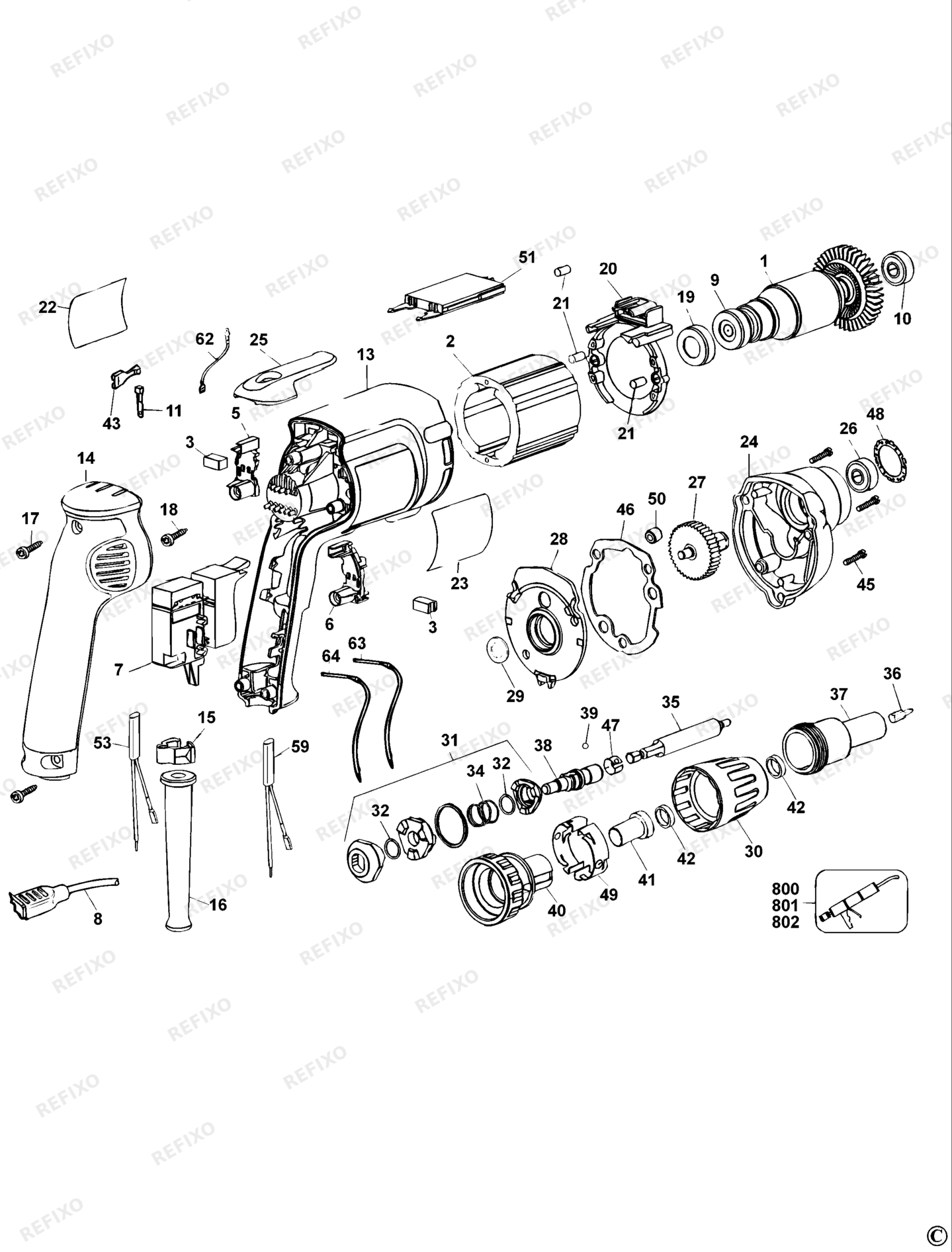 Деталировка DeWalt DW256-XJ TYPE 1 SCHRAUBENDREHER DW256-XJ DW256 — схема запчастей в разборе