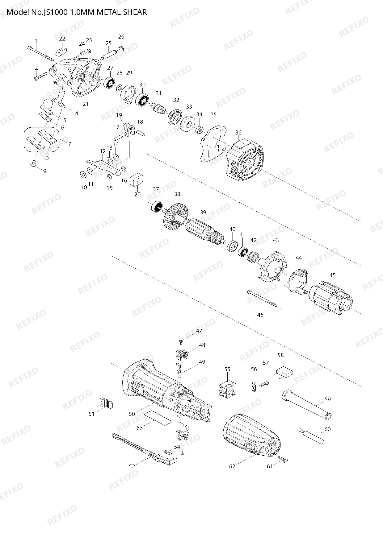 Деталировка MAKITA JS1000 — схема запчастей в разборе