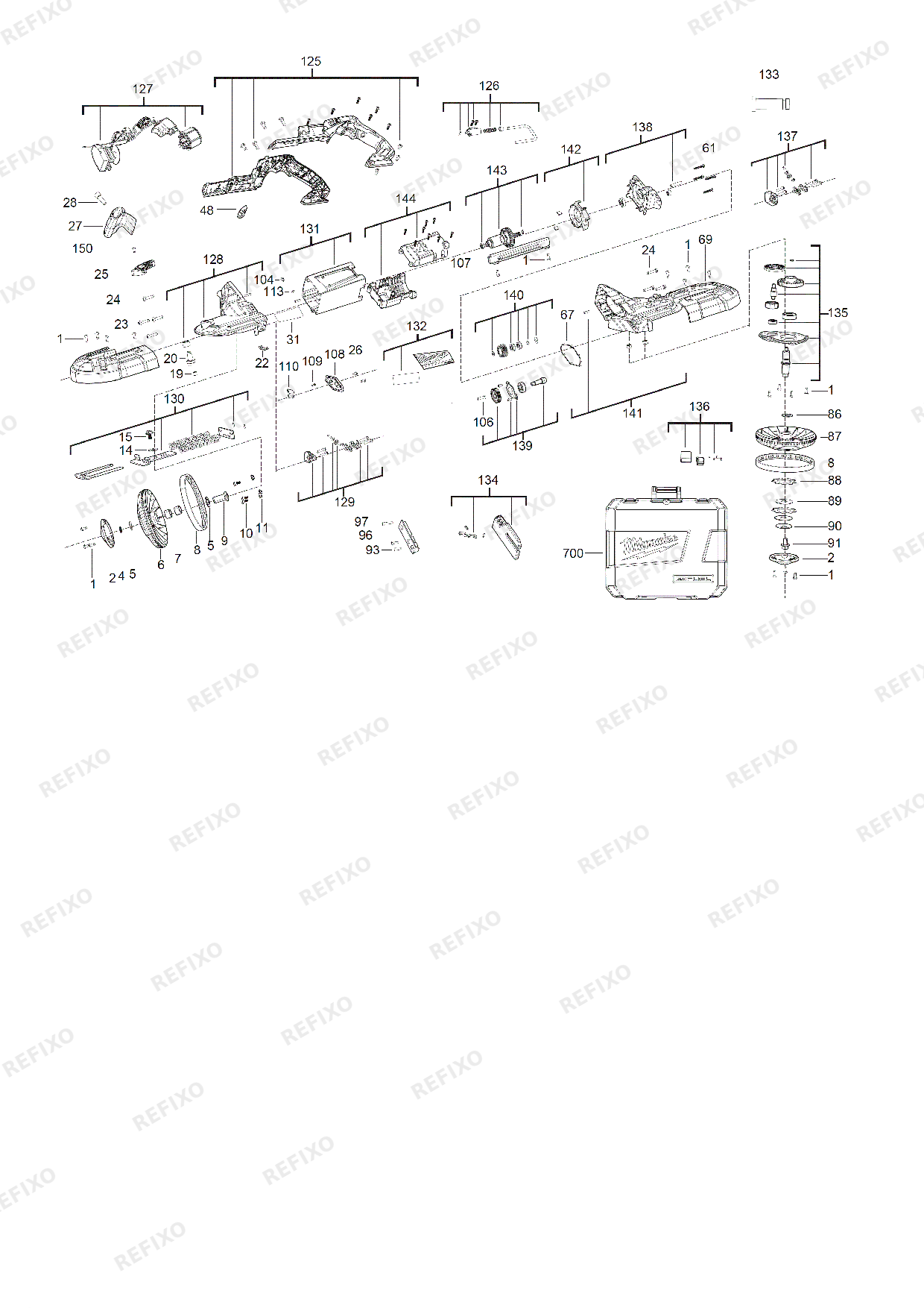 Деталировка MILWAUKEE M18CBS125 0 4933447150 4000447151 — схема запчастей в разборе