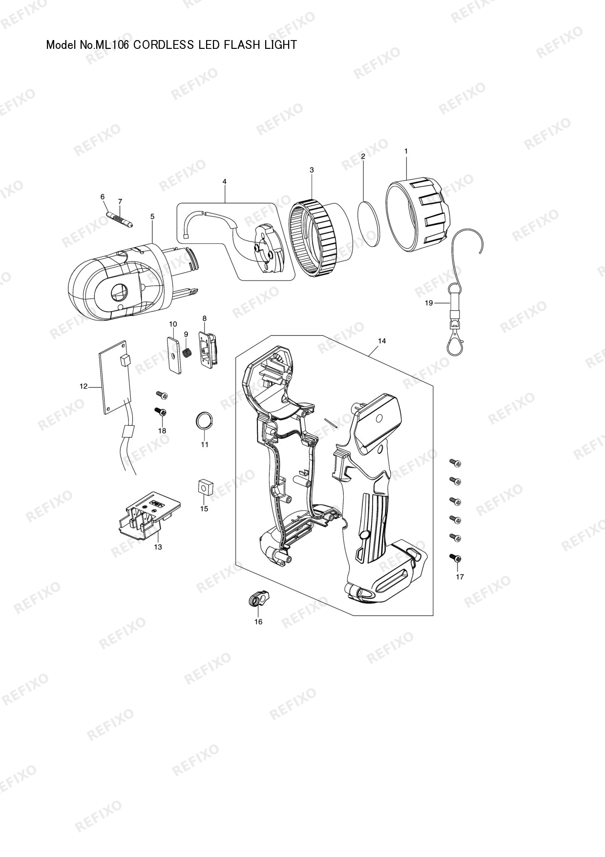 Деталировка MAKITA ML106 — схема запчастей в разборе