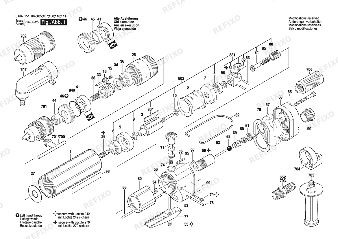 Деталировка Bosch Pw- дрель -Ind 370 WATT-SERIE (0 607 151 105) — схема запчастей в разборе