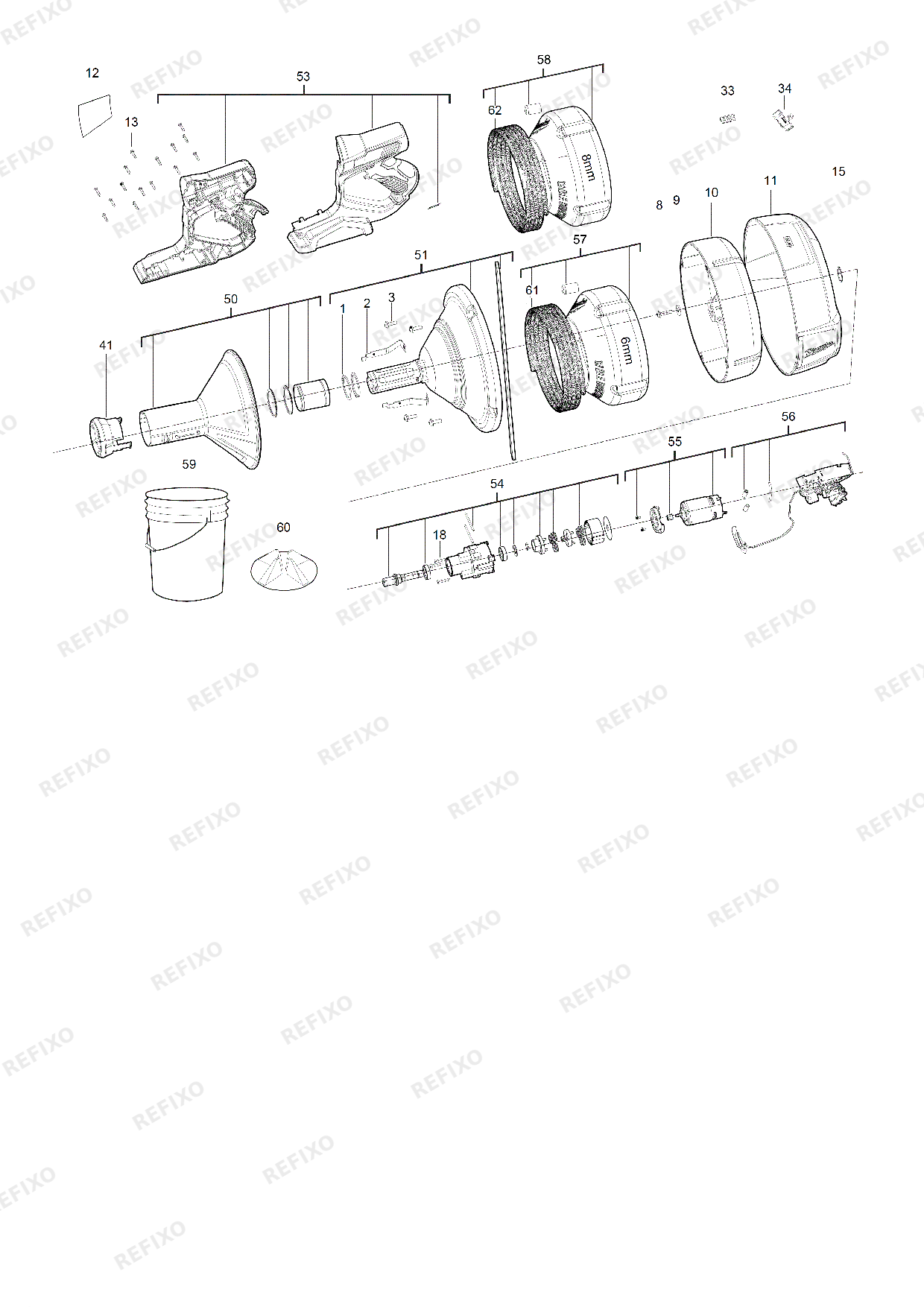 Деталировка MILWAUKEE M12BDC6 0C 4933451634 4000456930 — схема запчастей в разборе