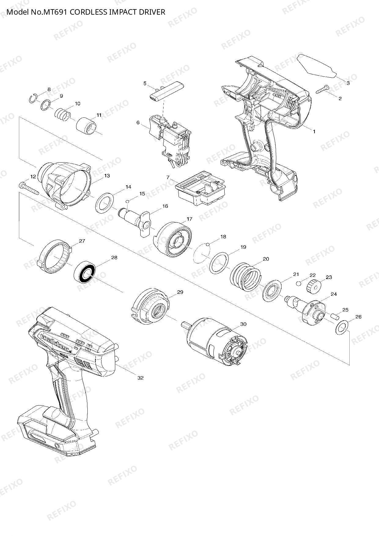 Деталировка MAKITA MT691 — схема запчастей в разборе