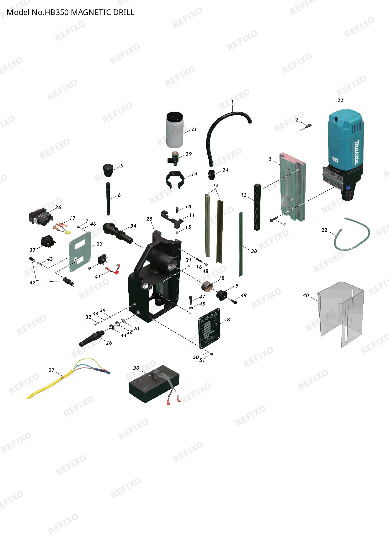 Деталировка MAKITA HB350 — схема запчастей в разборе