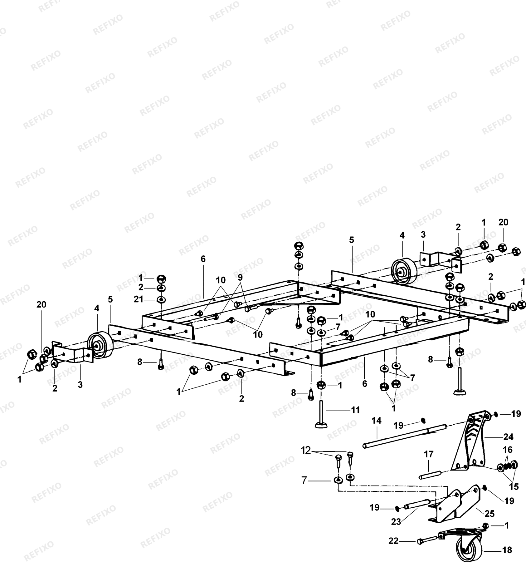 Деталировка DeWalt DE7460-XJ TYPE 1 BODEN DE7460-XJ DE7460 — схема запчастей в разборе