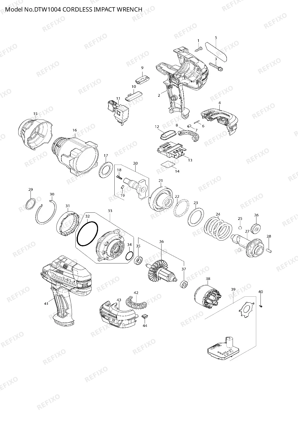 Деталировка MAKITA DTW1004 — схема запчастей в разборе