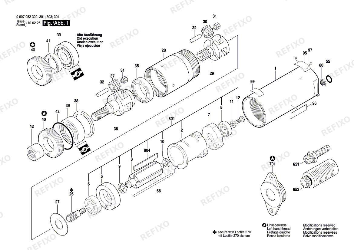 Деталировка Bosch Einbaumotor 550 WATT-SERIE (0 607 952 301) — схема запчастей в разборе