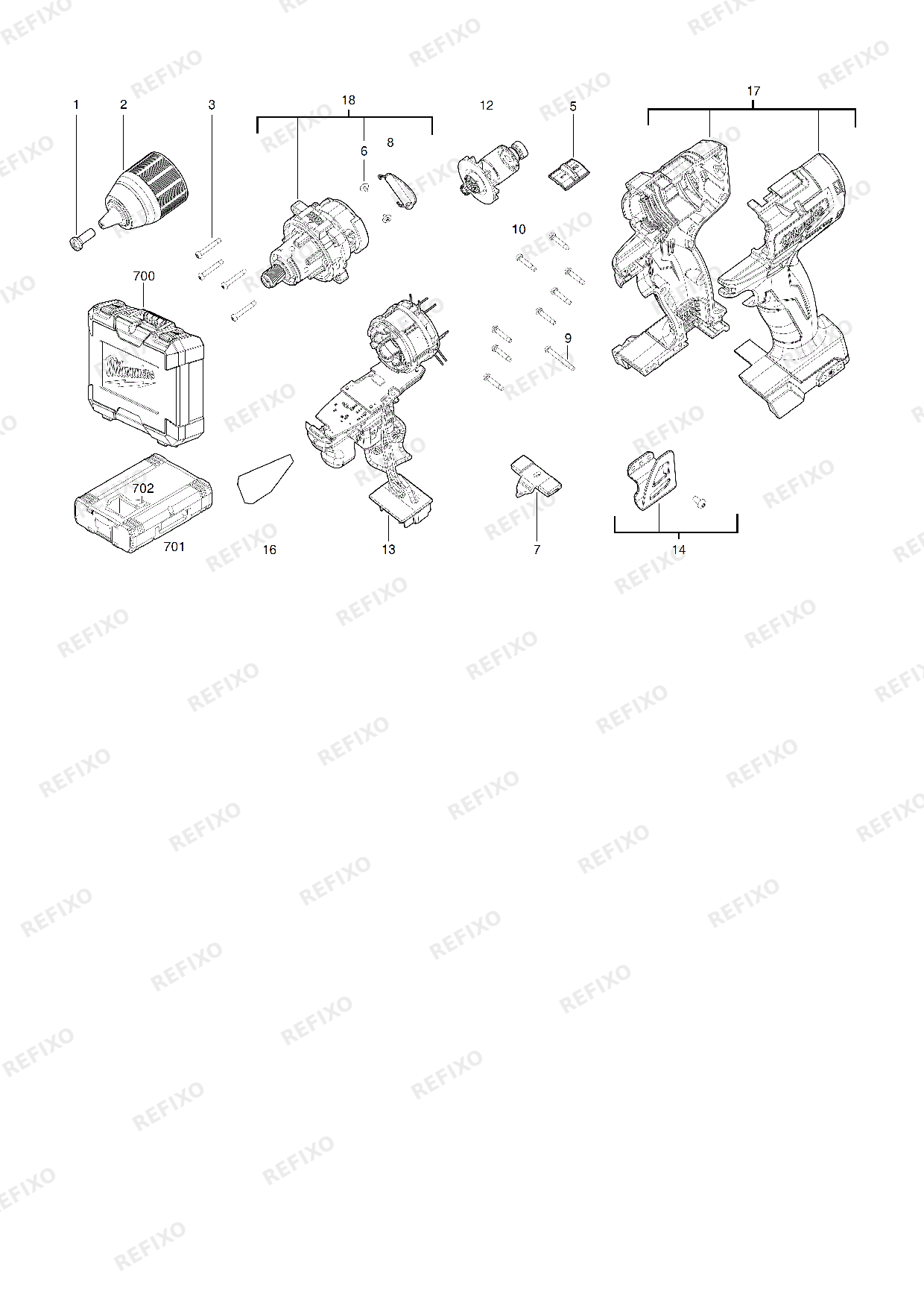 Деталировка MILWAUKEE M18CBLPD 402C 4933464537 4000469142 — схема запчастей в разборе