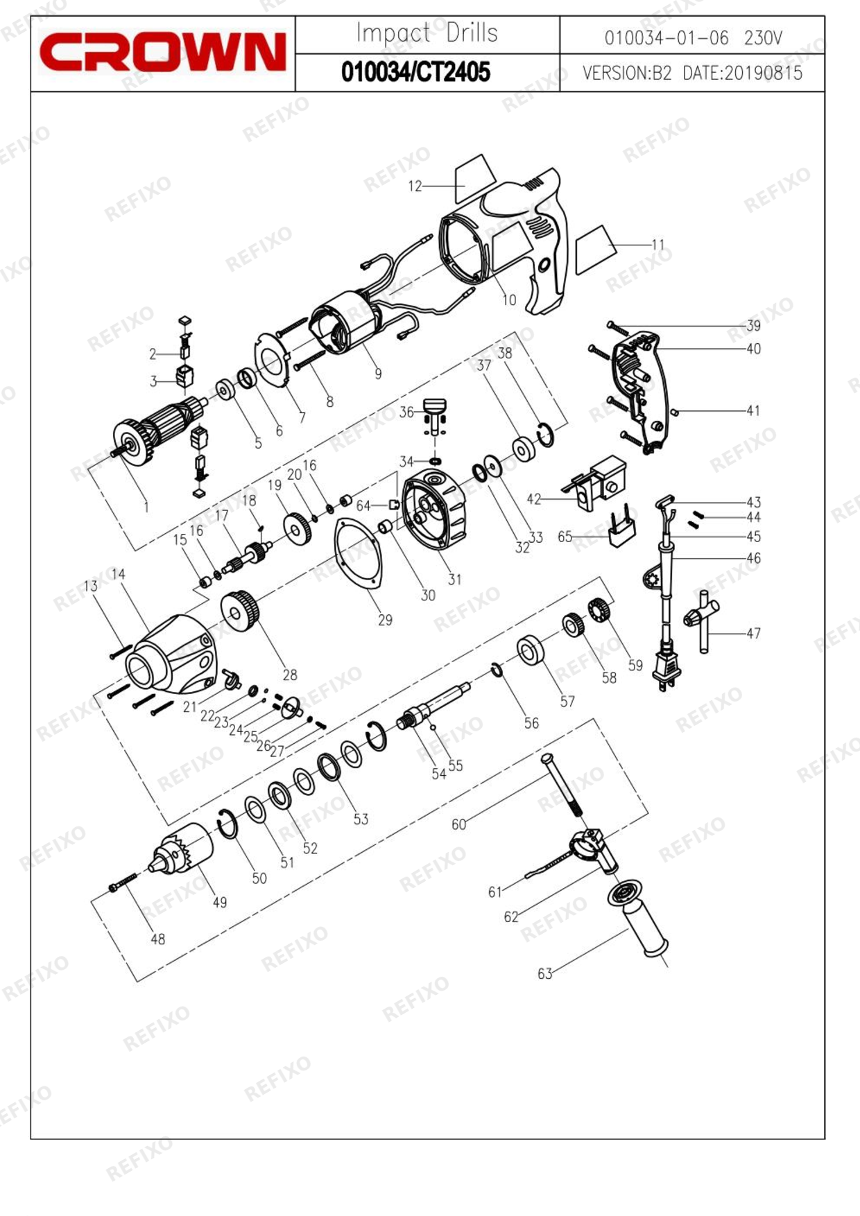 Деталировка CROWN CT10034 — схема запчастей в разборе