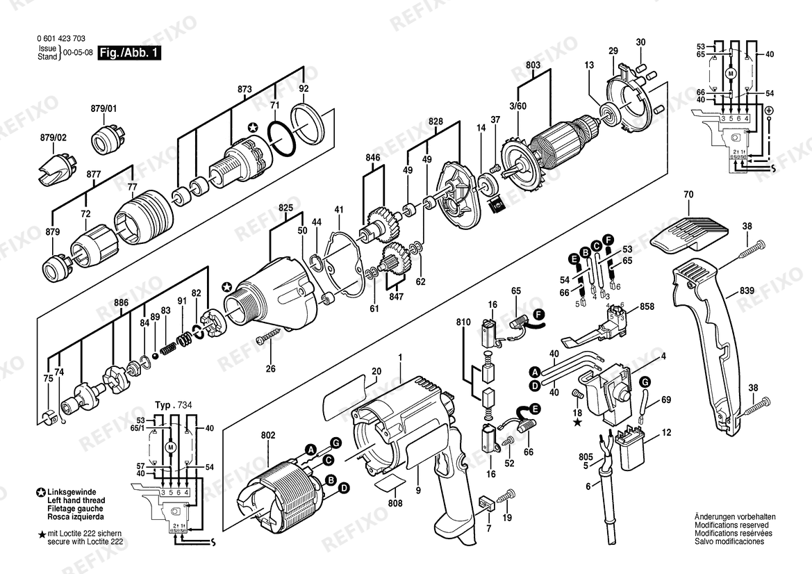 Деталировка Bosch Шуруповёрт GSR 6-20 TE | 240 V | 027 - AU (0 601 423 737) — схема запчастей в разборе