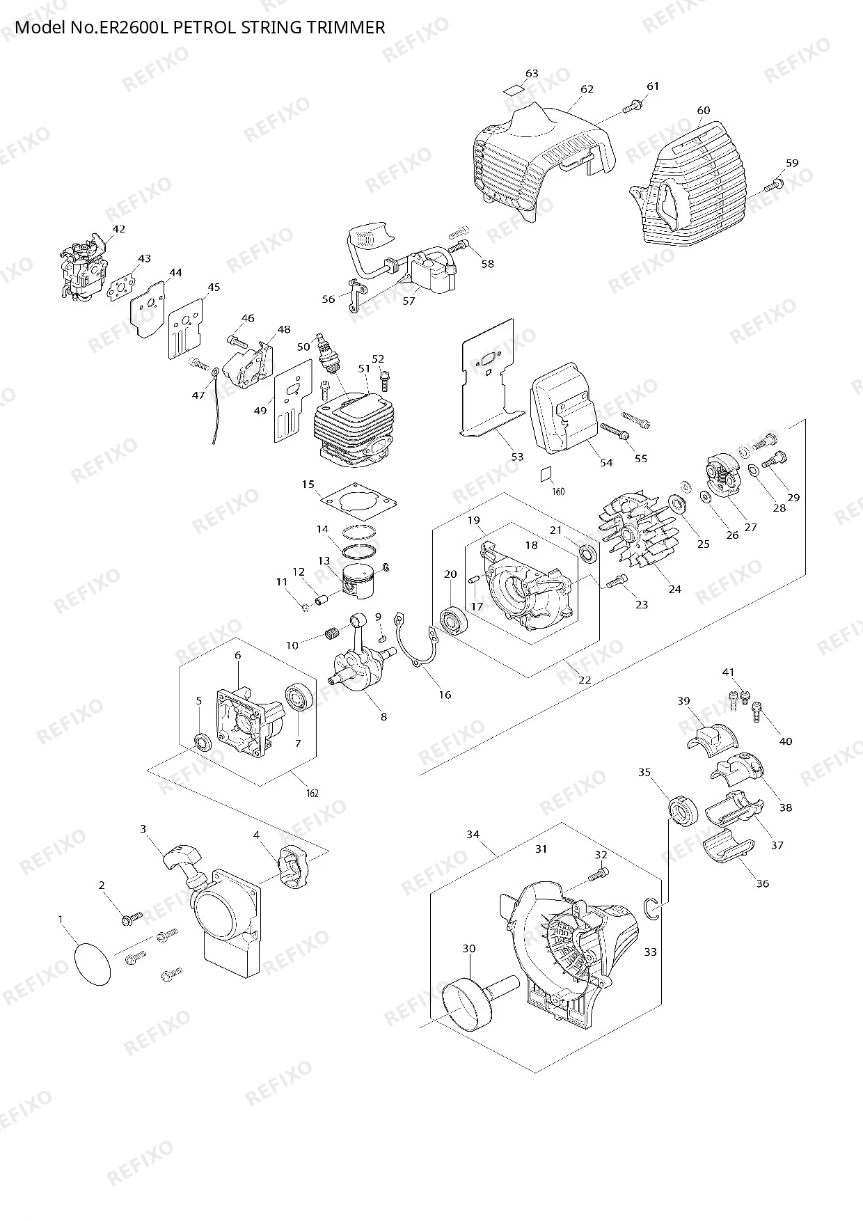 Деталировка MAKITA ER2600L — схема запчастей в разборе