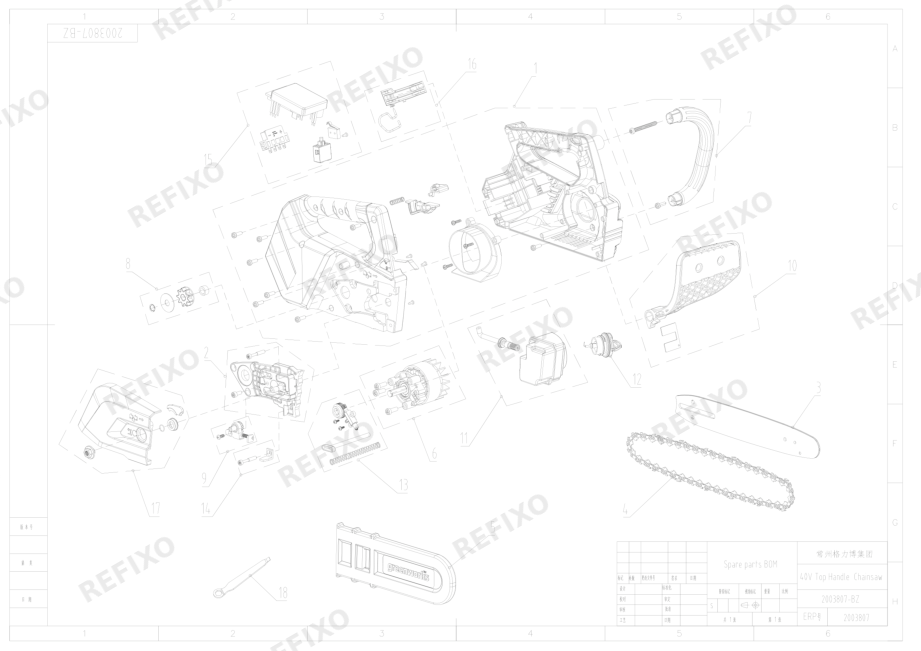 Деталировка Greenworks 2003807-Exploded view — схема запчастей в разборе