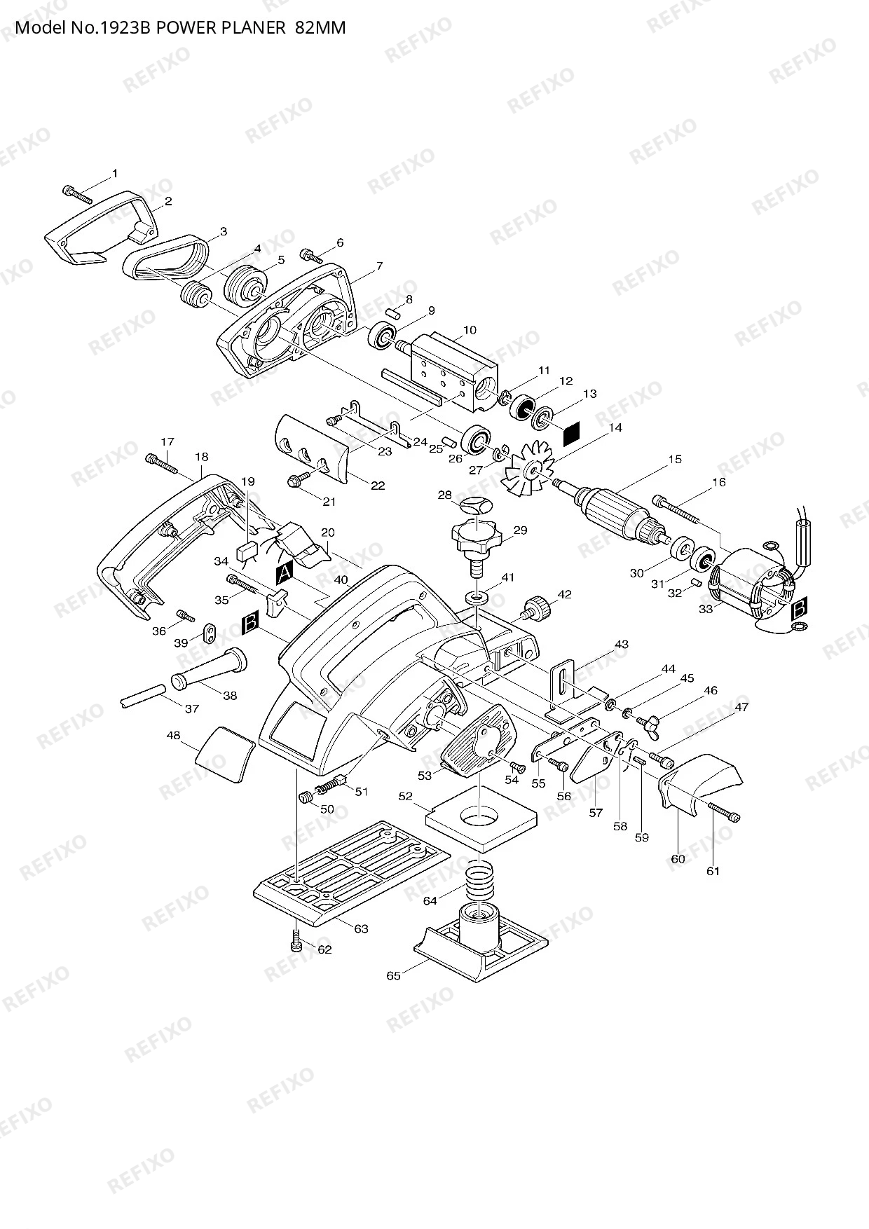 Деталировка MAKITA 1923B — схема запчастей в разборе