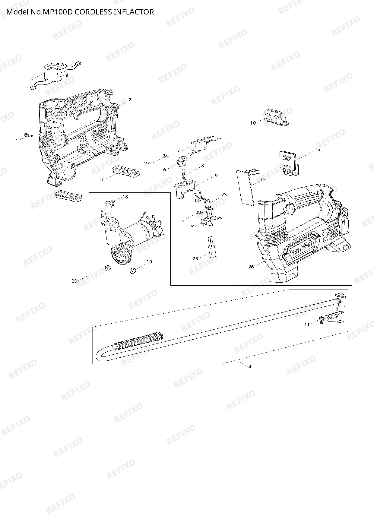 Деталировка MAKITA MP100D — схема запчастей в разборе