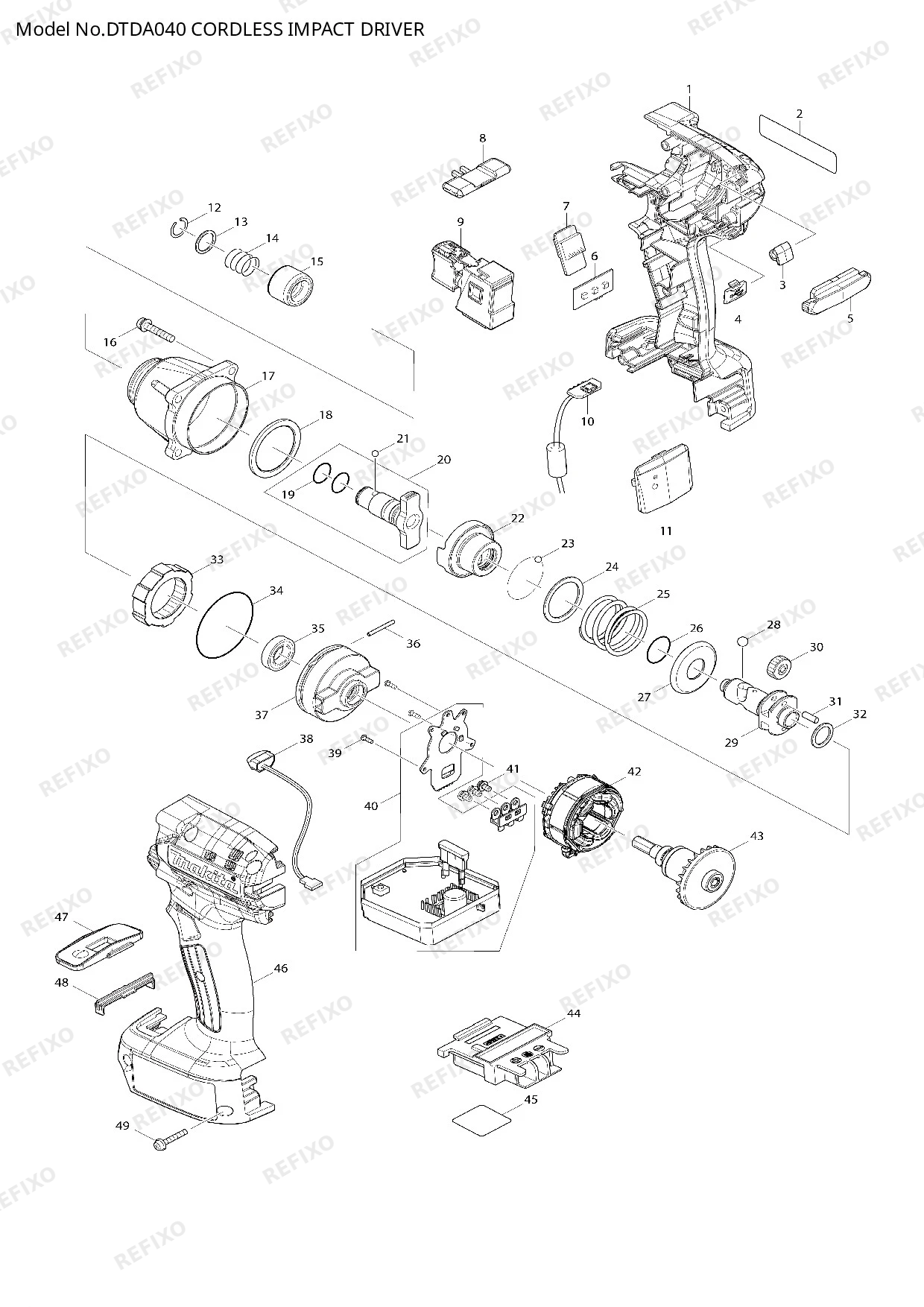 Деталировка MAKITA DTDA040 — схема запчастей в разборе
