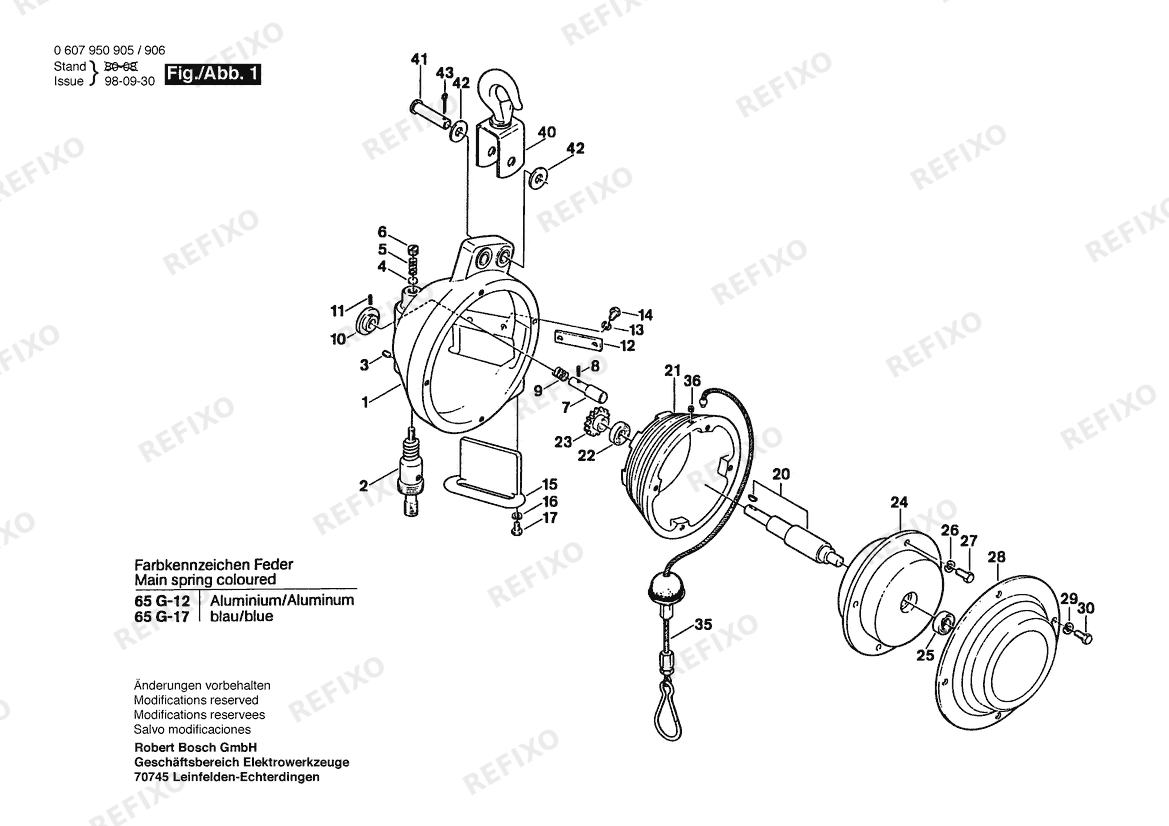 Деталировка Bosch Federzug Federzug (0 607 950 906) — схема запчастей в разборе